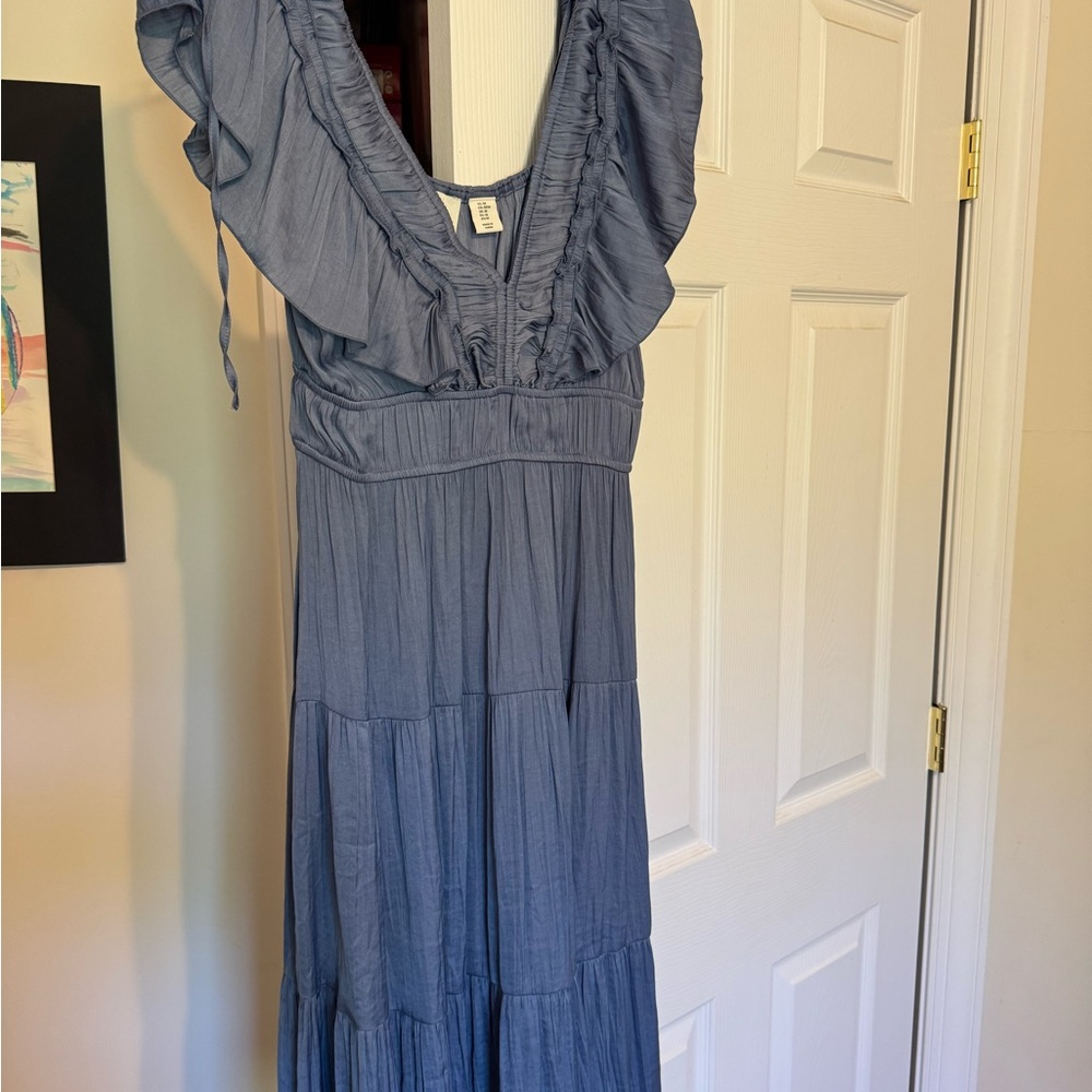 Joie Blue Ruffled Tiered Maxi Sundress